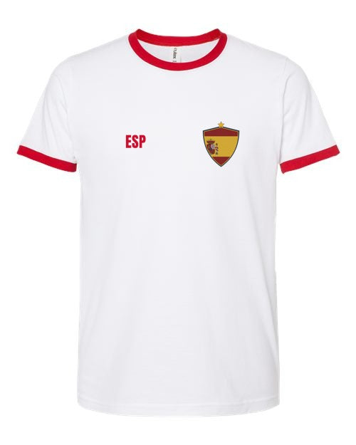 Spain Soccer Ringer Tee 2026 — Retro National Crest | NYC Factory