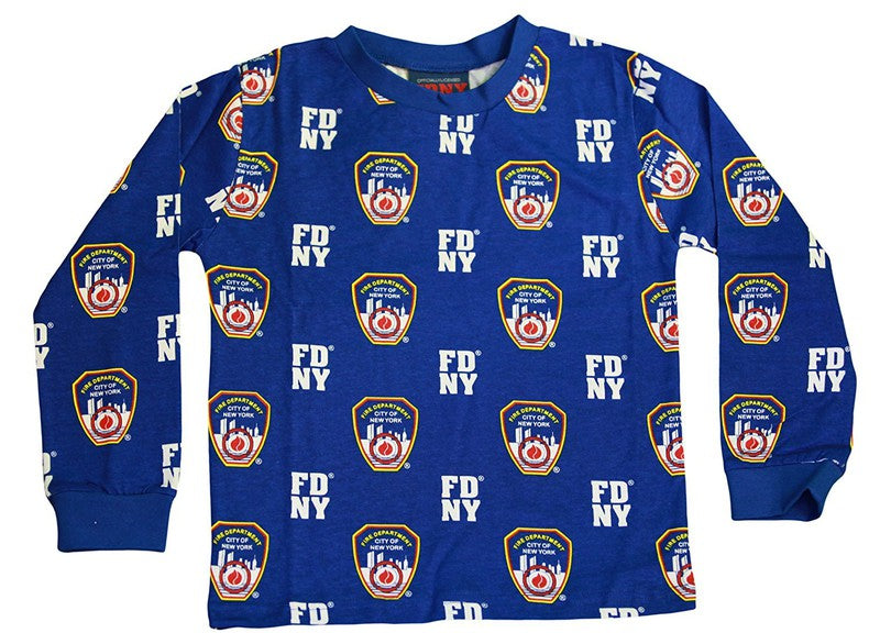 FDNY Kids Pajama Set Boys 2 Piece Sleepwear Blue