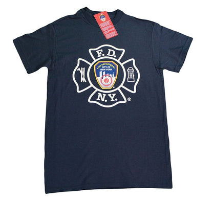 FDNY Mens Short Sleeve Screen Print T-Shirt Navy