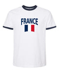 France Soccer Ringer Tee 2026 — Classic Name & Flag | NYC Factory
