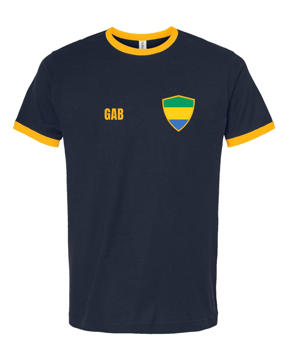 Gabon Soccer Ringer Tee — Retro National Crest | NYC Factory