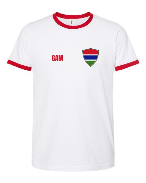 The Gambia Soccer Ringer Tee — Retro National Crest | NYC Factory