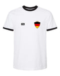 Germany Soccer Ringer Tee 2026 — Retro National Crest — White/Black | NYC Factory