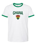 Ghana 2026 Soccer Arched Crest Ringer Tee -- NYC Factory