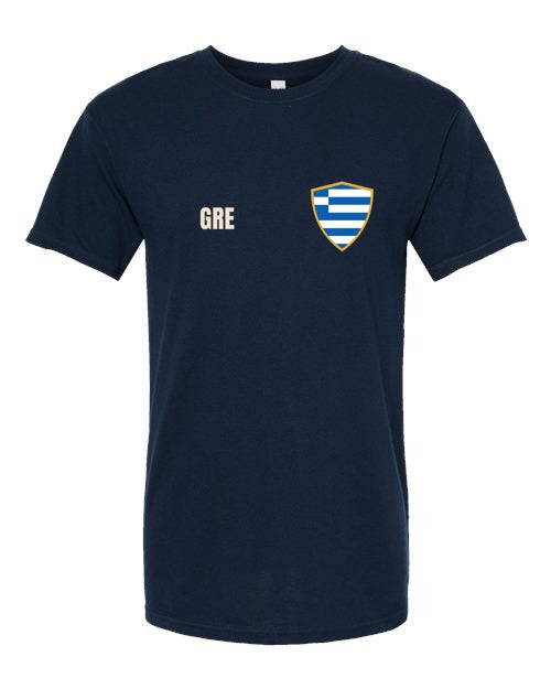 Greece Soccer Tee — Retro National Crest | NYC Factory
