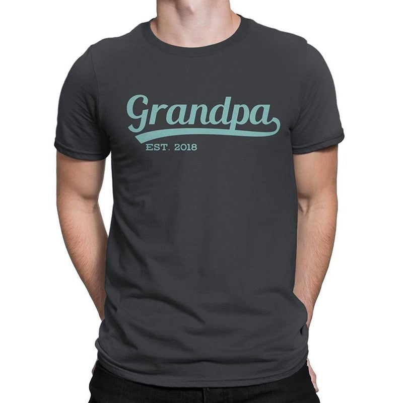 Grandpa Tee Established 2018 Grandfather 1 2018 Charcoal