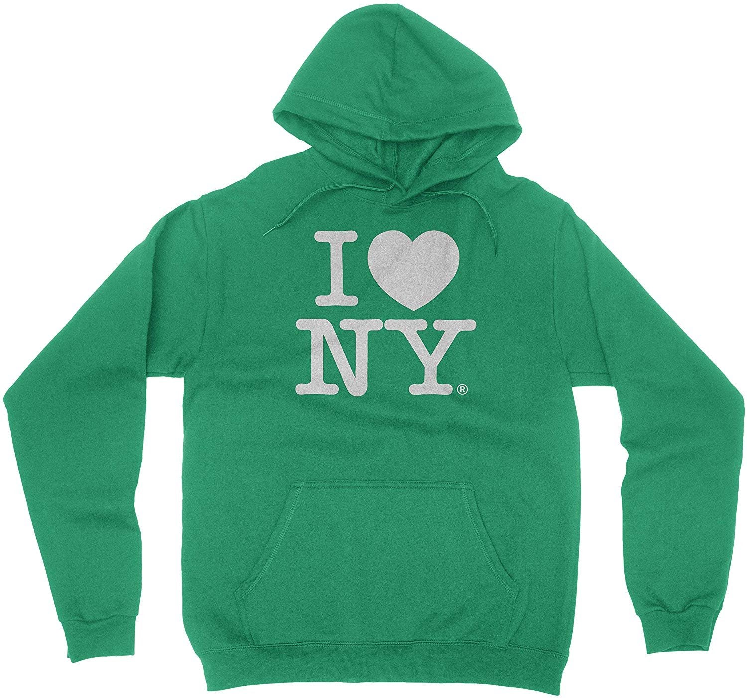 Green I Love NY New York Hoodie Screen Print Heart Sweatshirt