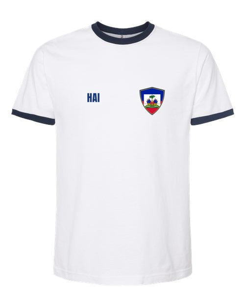 Haiti Soccer Ringer Tee 2026 — Retro National Crest | NYC Factory