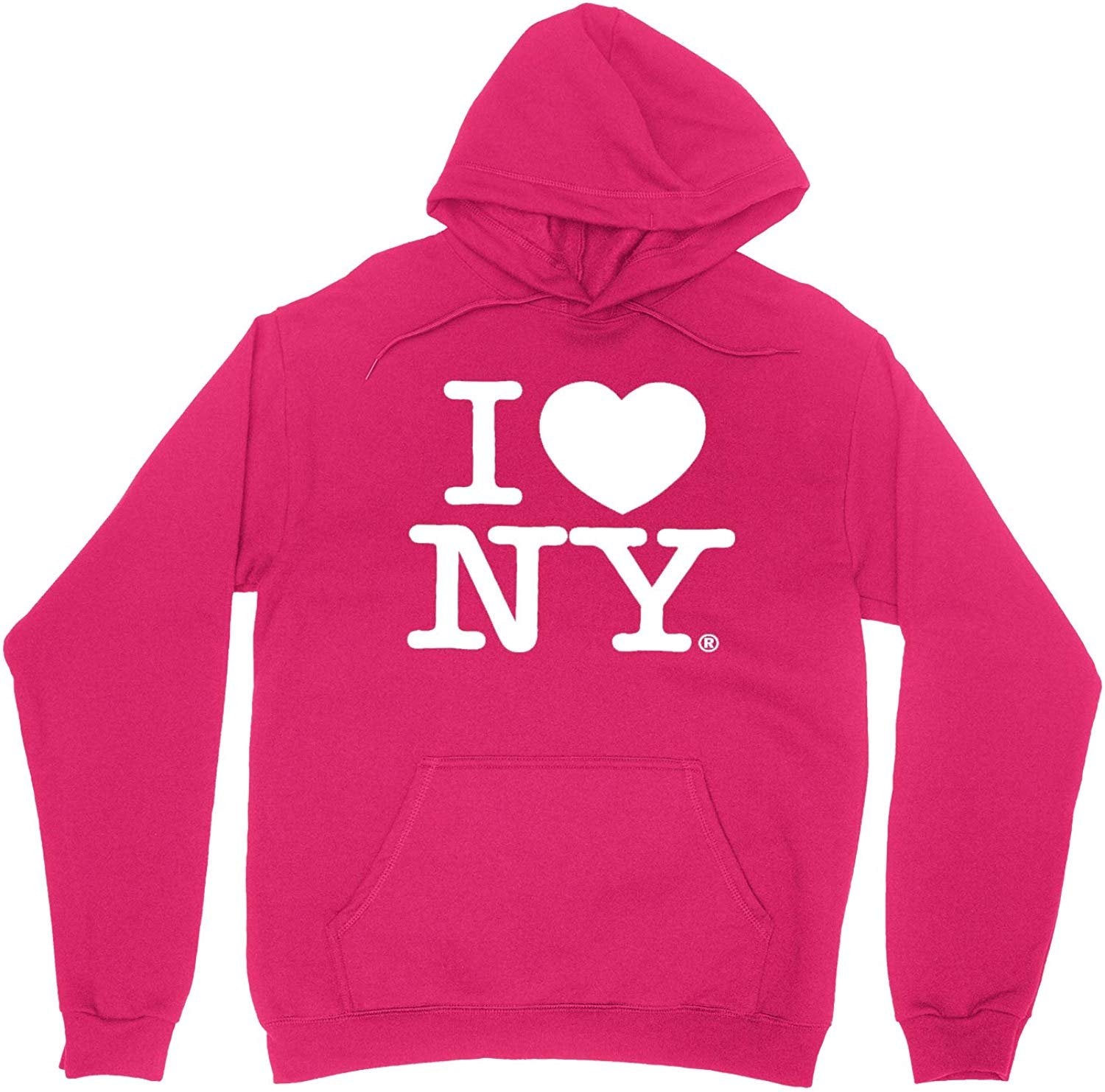 Hot Pink I Love NY New York Hoodie Screen Print Heart Sweatshirt