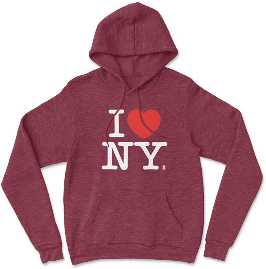 I Love NY Adult Unisex Hoodie Heather Burgundy