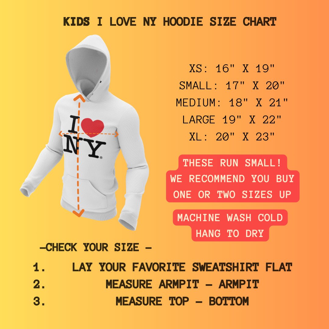 I Love NY Kids Hoodie Sweatshirt Officially Licensed (Youth, Heather Gray)