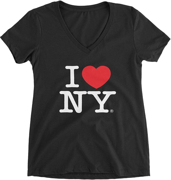 I Love NY Women's V-Neck Black T-Shirt | Official NYC Apparel