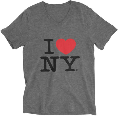 I Love NY Ladies V-Neck T-Shirt Tee Heather Charcoal