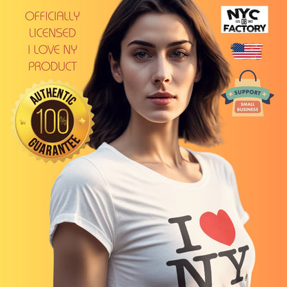 I Love NY Ladies V-Neck T-Shirt Tee Heather Gray