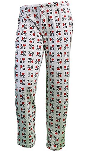 I Love NY New York Lounge Pants Heart Pajama Bottoms White (2XL)