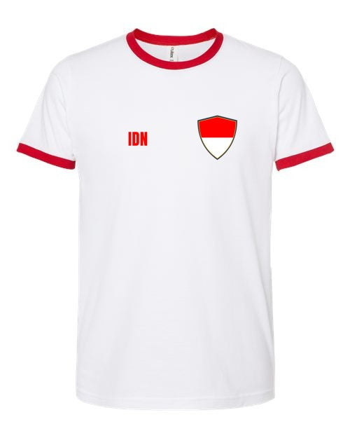 Indonesia Soccer Ringer Tee — Retro National Crest | NYC Factory