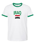 Iraq Soccer Ringer Tee 2026 — Classic Name & Flag | NYC Factory
