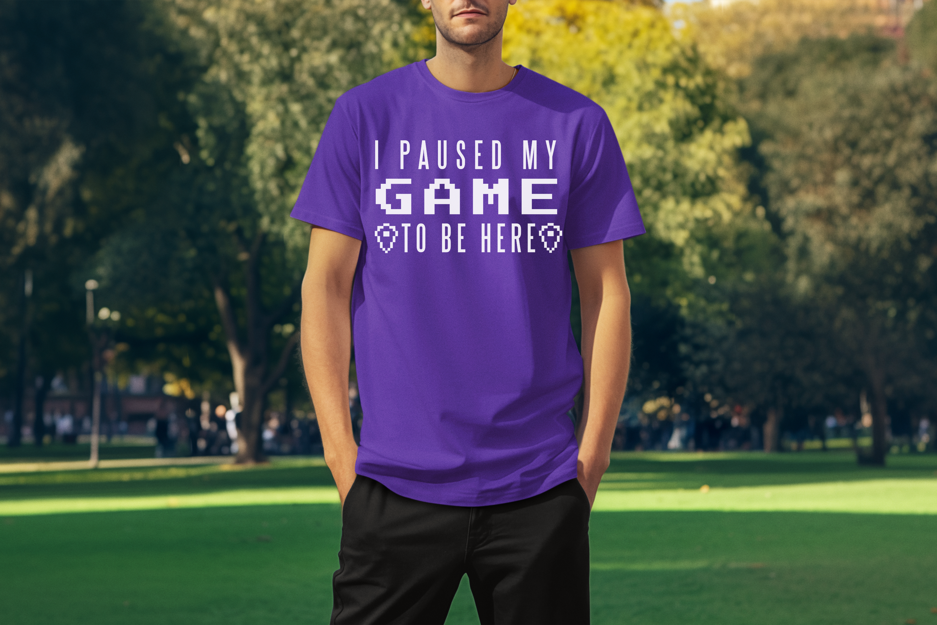 I Paused My Game To Be Here White Print Custom T-Shirt Purple
