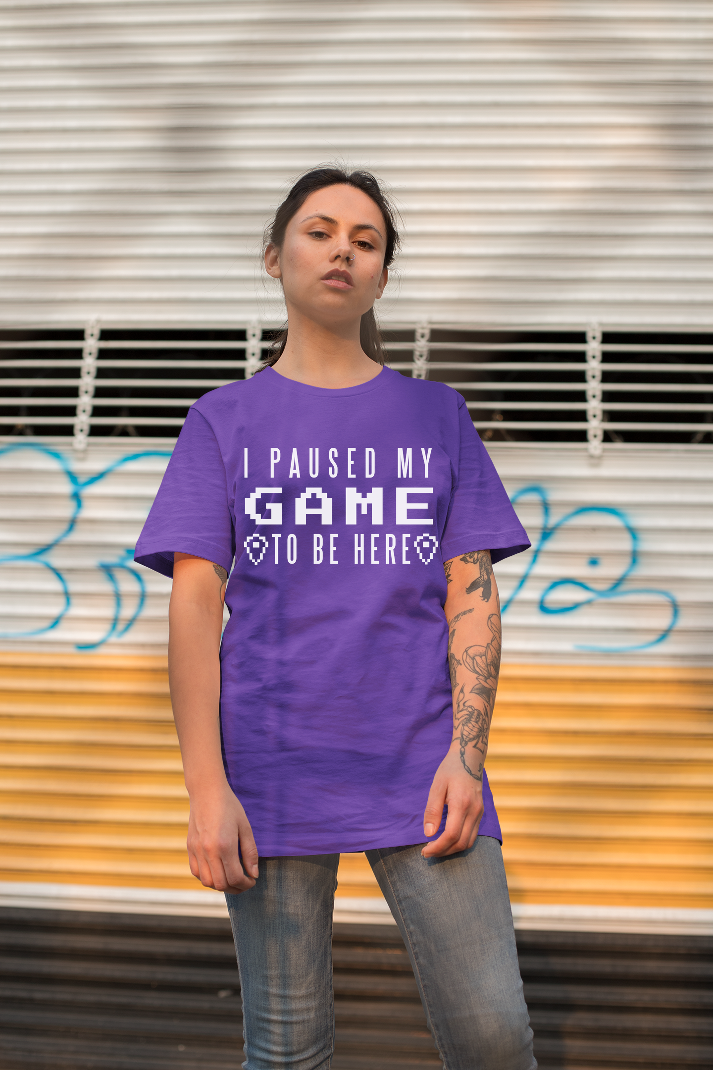 I Paused My Game To Be Here White Print Custom T-Shirt Purple