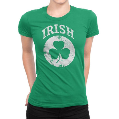 Irish Shamrock Clover Tee Ladies T-Shirt Womens Ireland Retro