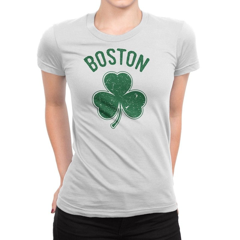 Irish Shamrock Clover Tee Ladies T-Shirt Womens Vintage Retro Shirt