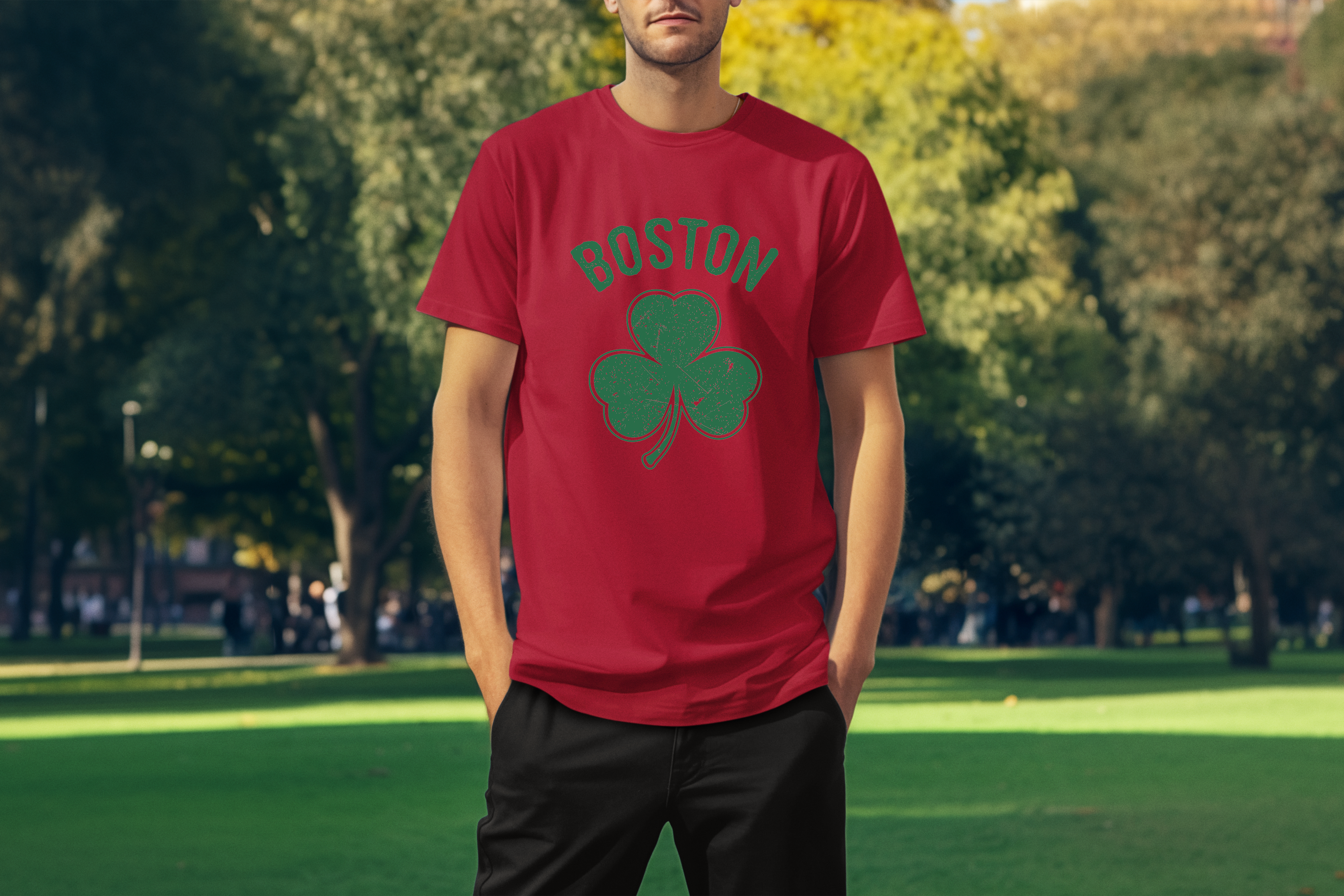 Irish Boston Shamrock Design Custom T-Shirt