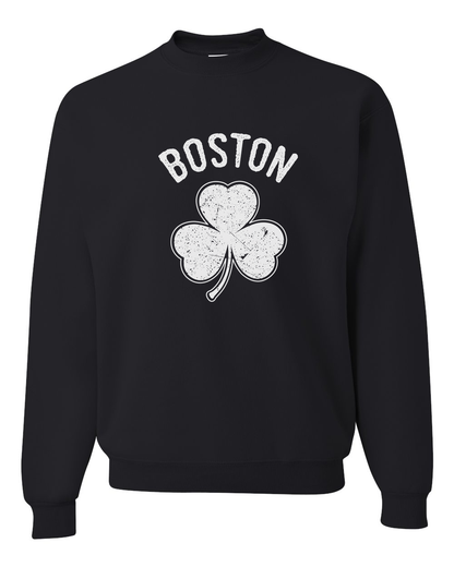 Irish Boston Shamrock White Design Custom Crewneck Sweatshirt