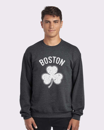 Irish Boston Shamrock White Design Custom Crewneck Sweatshirt