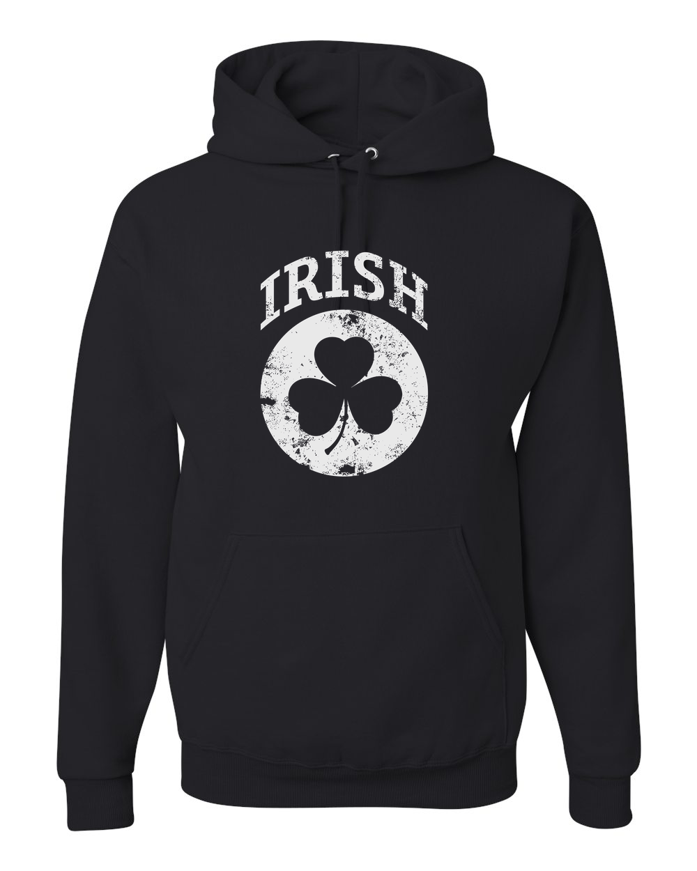 Irish Shamrock White Design Custom Hoodie Black