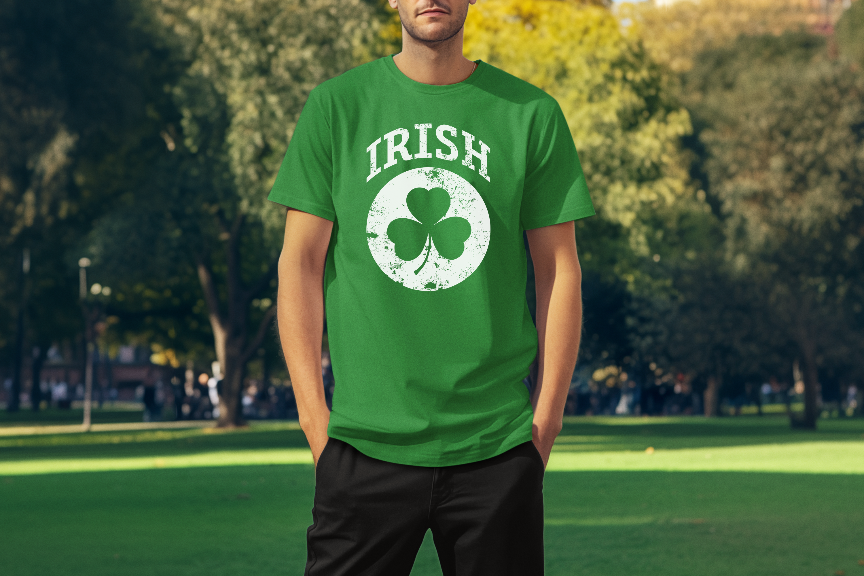 Irish Shamrock White Design Custom T-Shirt