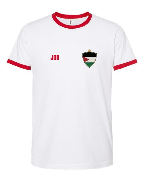 Jordan Soccer Ringer Tee 2026 — Retro National Crest | NYC Factory