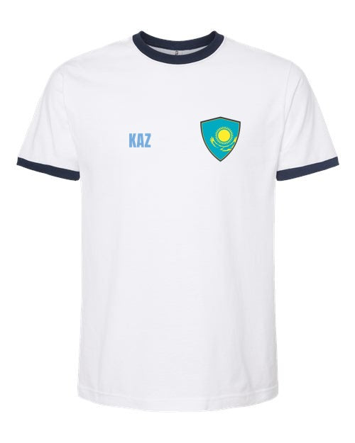 Kazakhstan Soccer Ringer Tee — Retro National Crest | NYC Factory