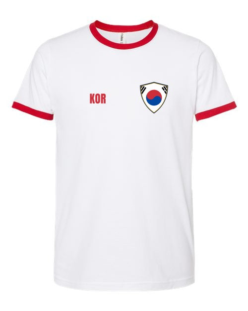 South Korea Soccer Ringer Tee 2026 — Retro National Crest | NYC Factory