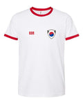 South Korea Soccer Ringer Tee 2026 — Retro National Crest — White/Red | NYC Factory
