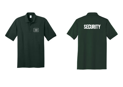 NYC Factory Men's Custom Logo Security Polo Shirt - Your Logo + Back - Dark Green