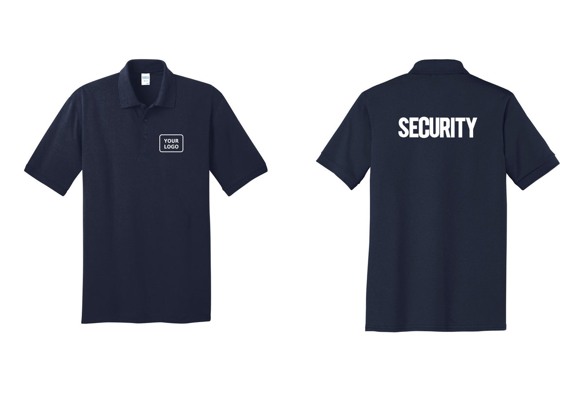 NYC Factory Men's Custom Logo Security Polo Shirt - Your Logo + Back - Navy