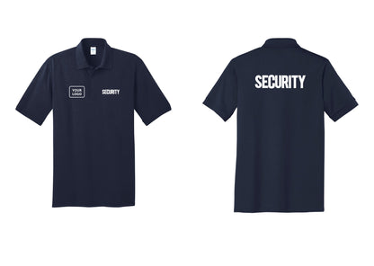 NYC Factory Men's Custom Logo Security Polo Shirt - SECURITY + Your Logo + Back - Navy
