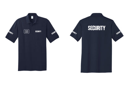 NYC Factory Men's Custom Logo Security Polo Shirt - SECURITY + Your Logo + Back + Security Sleeves - Navy