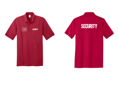 NYC Factory Men's Custom Logo Security Polo Shirt - SECURITY + Your Logo + Back - Red