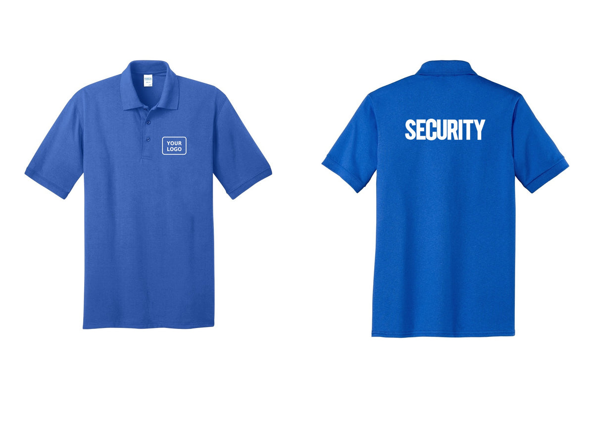 NYC Factory Men's Custom Logo Security Polo Shirt - Your Logo + Back - Royal