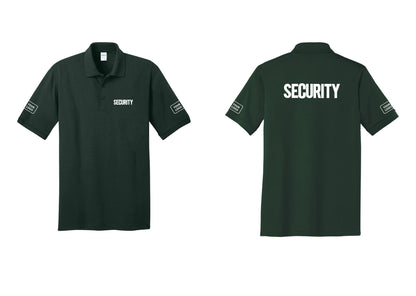 NYC Factory Men's Custom Logo Security Polo Shirt - Chest + Back + Your Logo Sleeves - Dark Green