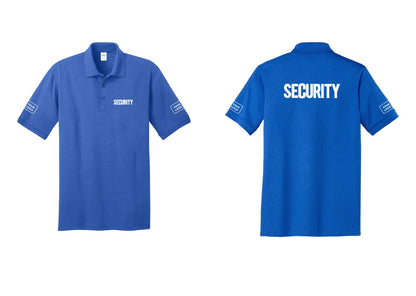 NYC Factory Men's Custom Logo Security Polo Shirt - Chest + Back + Your Logo Sleeves - Royal