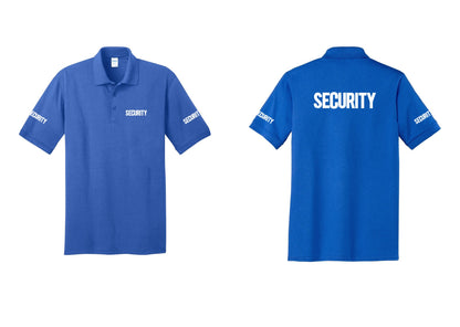 NYC Factory Men's Security Polo Shirt - Chest + Back + Security Sleeves - Royal