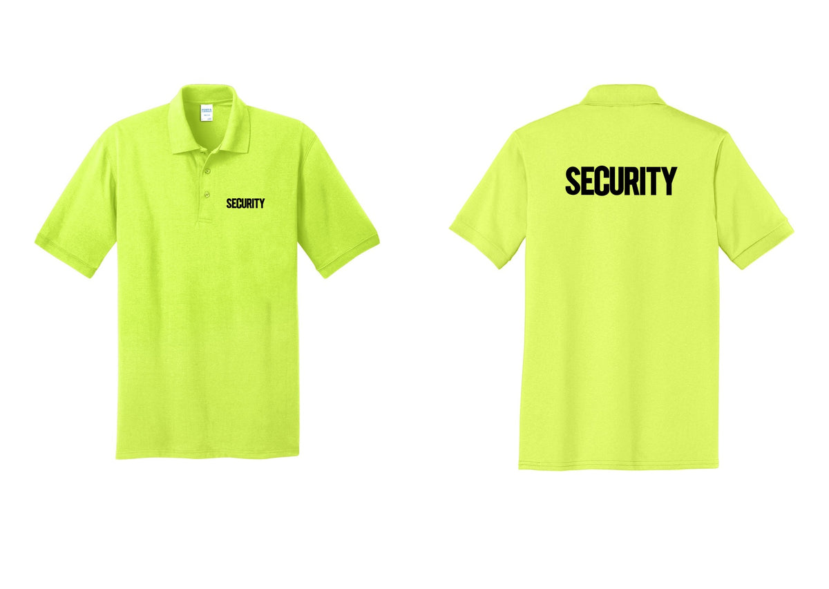 NYC Factory Men's Security Polo Shirt - Chest + Back - Safety Green
