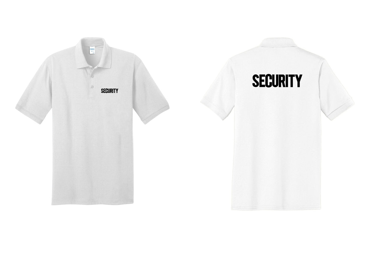 NYC Factory Men's Security Polo Shirt - Chest + Back - White