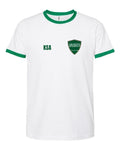 Saudi Arabia Soccer Ringer Tee 2026 — Retro National Crest — White/Green | NYC Factory