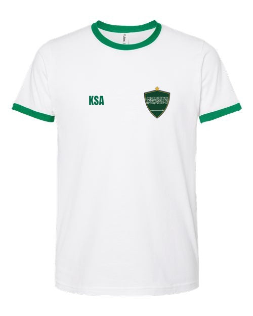 Saudi Arabia Soccer Ringer Tee 2026 — Retro National Crest | NYC Factory