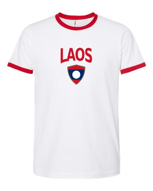 Laos Arched Crest Soccer Ringer Tee — NYC Factory