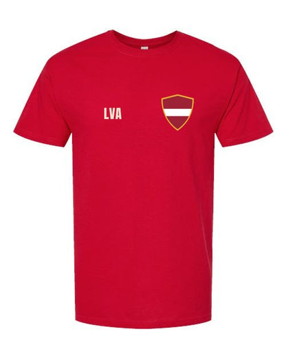 Latvia Soccer Tee — Retro National Crest | NYC Factory
