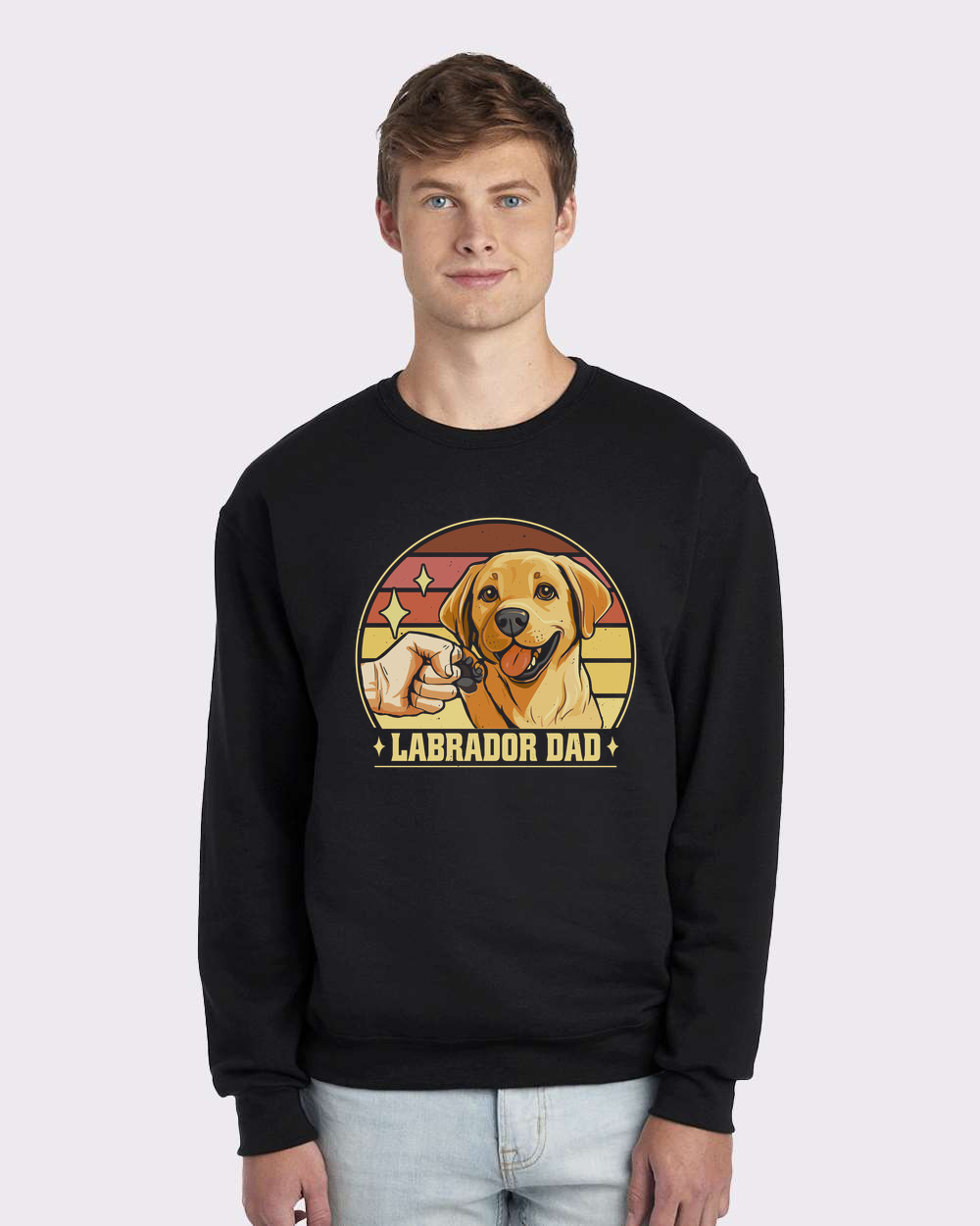 Labrador Dad Dog Father Design Custom Crewneck Sweatshirt Black